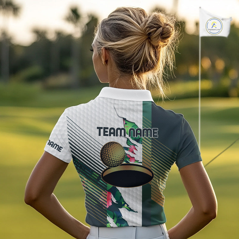Womens Tropical Golf Shirts Monstera Pattern Golf Clothing Custom Green Golf Polo, Golf Upf Shirts NYN2996