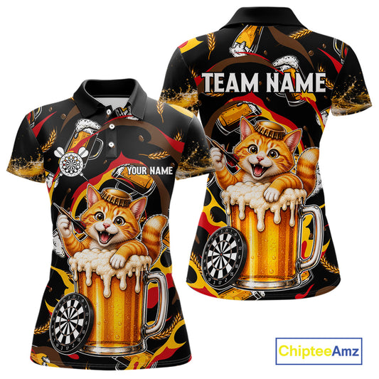 Cool Cat Beer women's dart polo shirt custom dart team jersey, personalized dart apparel, dart league uniform
