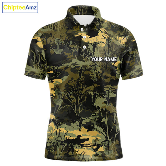 Disc Golf Basket Green Leaf Camo Men Disc Golf Polo Shirts Custom Disc Golf Jerseys Team For Men NYN3114