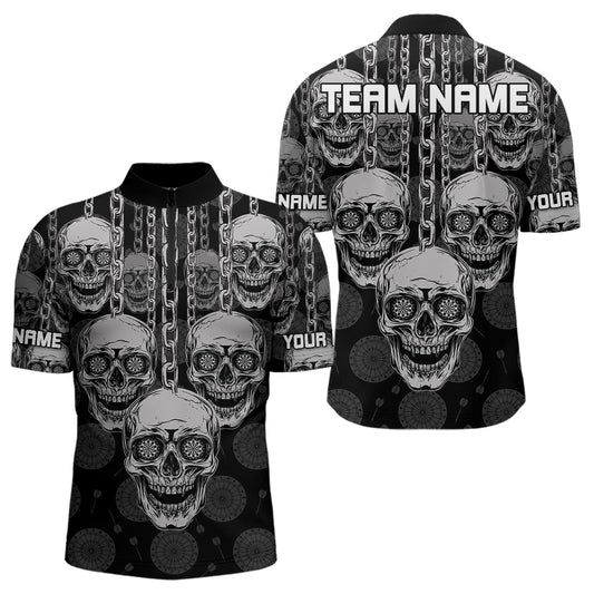 Custom Grey Skulls Dartboards Dart Shirts For Men, Dart Team Jerseys NYN0019
