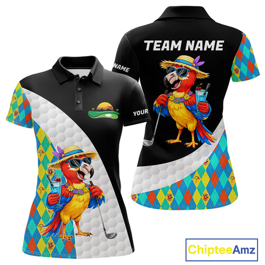 Womens Colorful Argyle Polo Golf Shirts Custom Parrots Golfer Summer Golf Team Attire For Golfers NYN3060