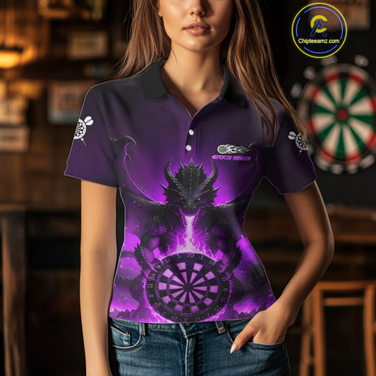 Fire Flame Dragon Purple Darts Custom Women Darts Jersey Flaming Darts League Shirt NYN2041