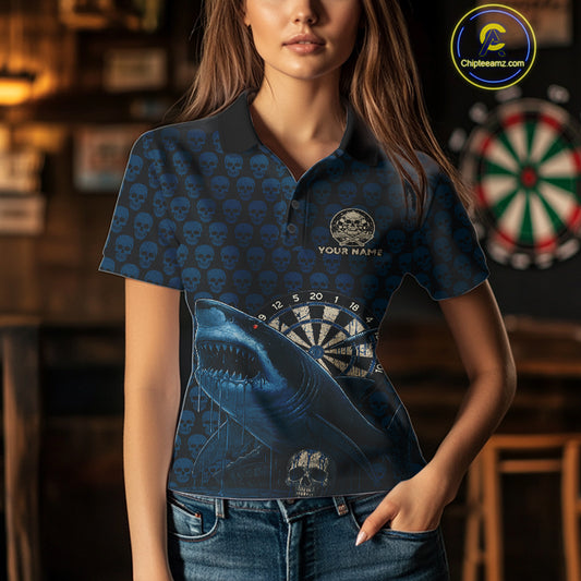 Blue Dripping Cobra Dartboard Custom Women Polo Darts Shirt Grunge Skull Darts Jersey NYN1799