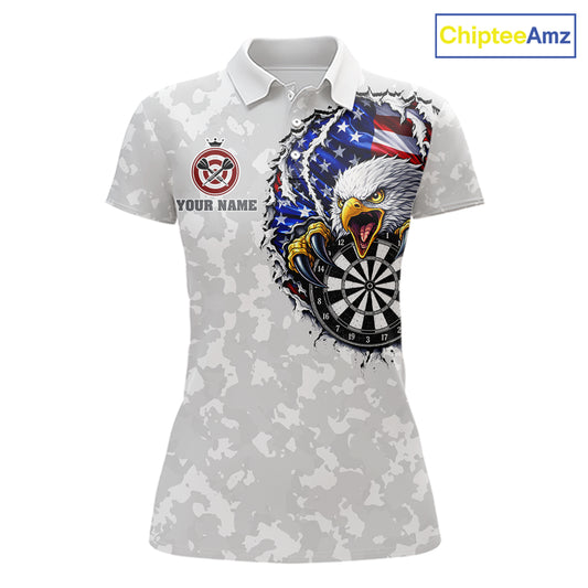 American flag skull eagle grey camo darts shirt for women patriotic outfit