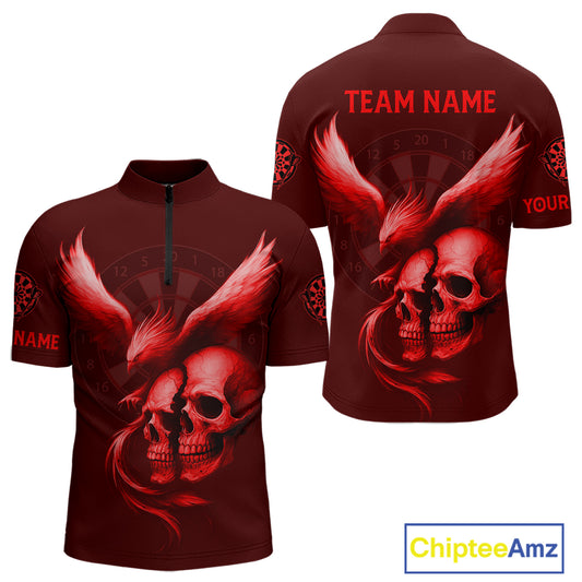 Darts Shirt For Men Personalized Eagle Skull Dartboard Dart Team Jerseys | Red NYN1154