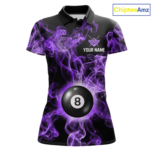 Personalized Purple Smokes 8 Ball Pool Billiard Shirt For Women Custom Billiard Rack Team Jersey NYN3143