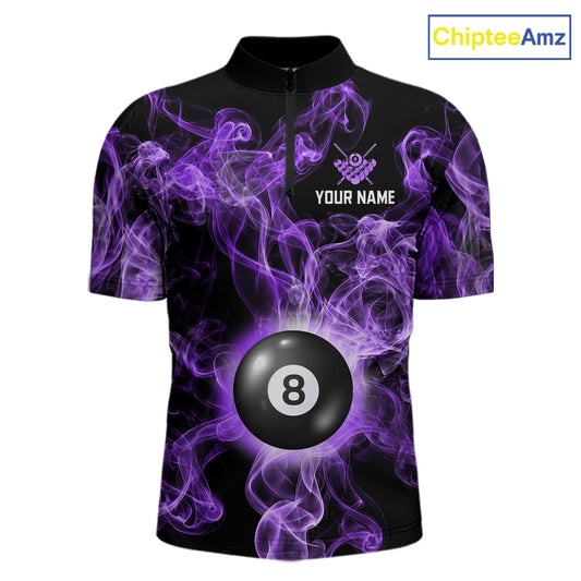 Personalized Purple Smokes 8 Ball Pool Billiard Shirt For Men Custom Billiard Rack Team Jersey NYN3143