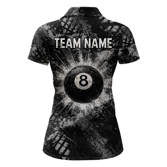 Black White Grunge Pool 8 Ball Billiard Shirt For Women Personalized Ball Billiard Attire Gifts NYN2569