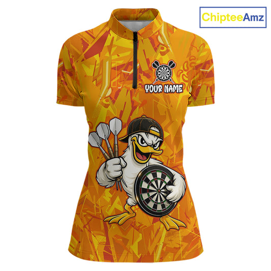 Personalized Funny Duck Darts Polo & 1/4-Zip Shirt For Women Custom Duck Dart Team Dart Jerseys NYN2958