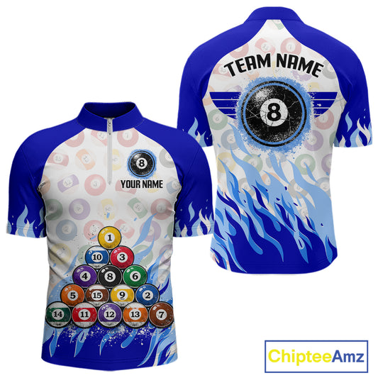 Blue Pool Billiard Balls League Jerseys For Men Custom Grunge Ball 8 Billiard Team Jersey NYN2316