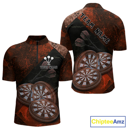 Triple Dartboards Grunge Darts Shirt For Men Custom Name For Players | Opt2 - Red NYN0686