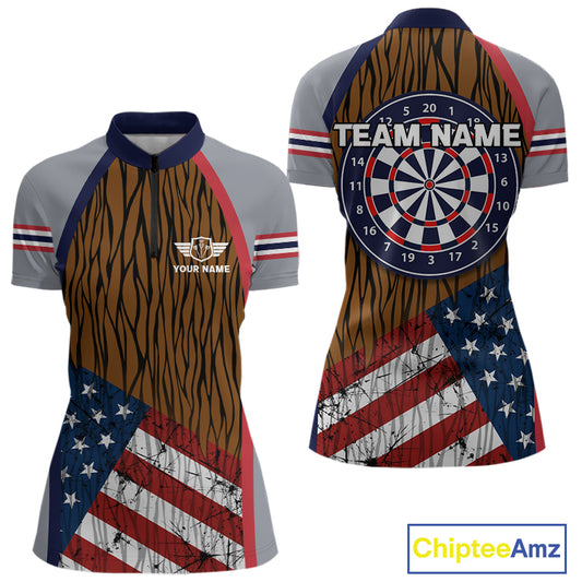 US Flag Dartboard Grunge Patriotic Darts Shirt For Women - Custom Dart Player Jersey NYN0528