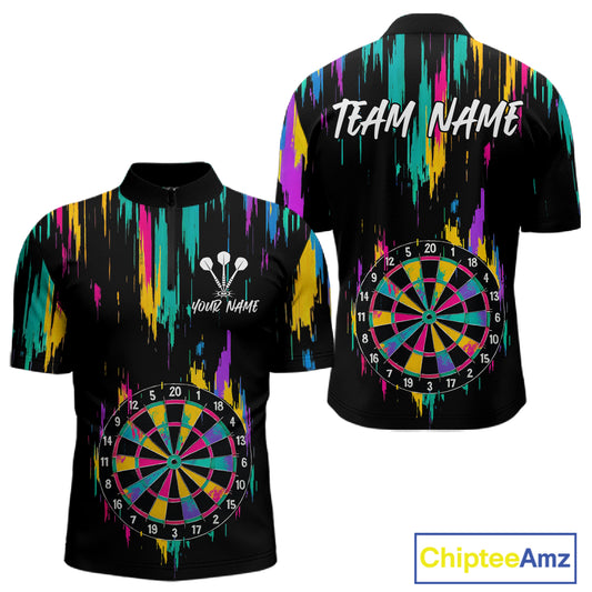 Custom Colorful Grunge Dartboard Darts Jerseys For Men, Darts Team Shirt Personalized NYN1093