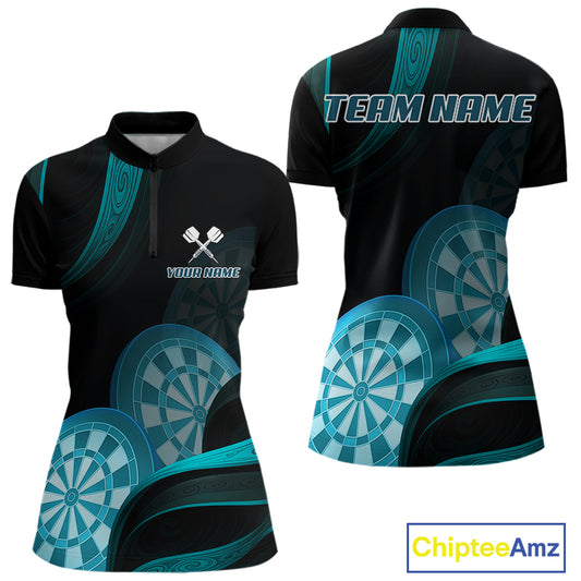 Three Turquoise-Dartboard 3D Tribal Darts Shirt For Women - Custom Name & Team Jersey NYN0623
