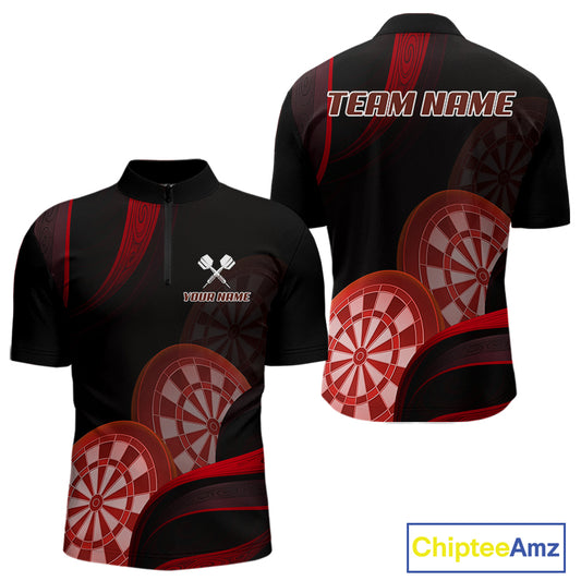 Three Red-Dartboard 3D Tribals Dart Shirt For Men - Custom Name & Team Jersey NYN0624