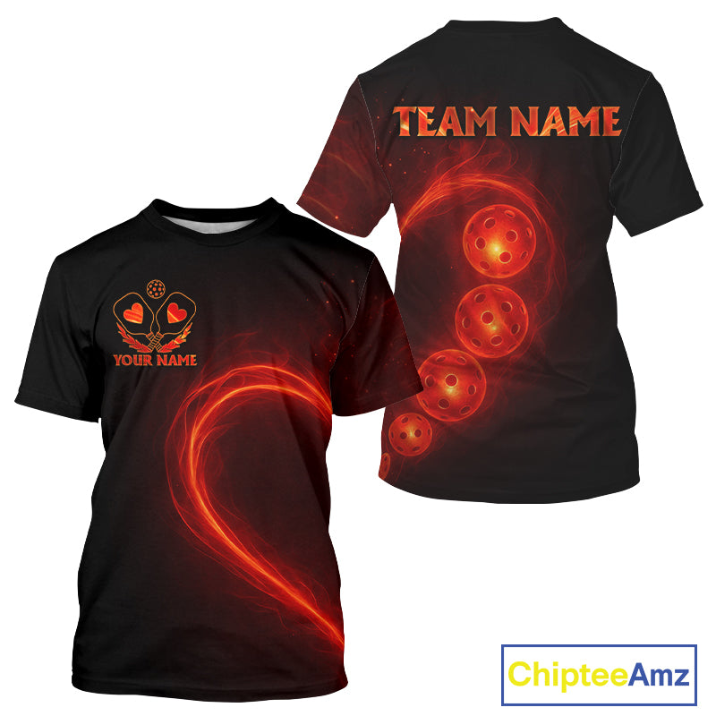 Custom Flame Love Pickleball Ball T-Shirt For Men Pickleball Team Jersey Outfits NYN1233