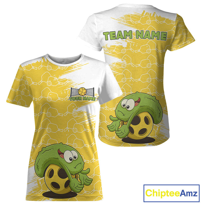 Pickle Plays Pickleball Custom Pickleball T-Shirt For Women, Pickleball Gift | Yellow NYN1104
