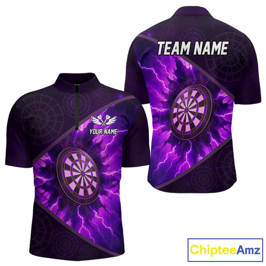 Thunder Dartboard 3D Darts Shirt For Men Custom Name & Team Jersey | Opt1 - Purple NYN0642