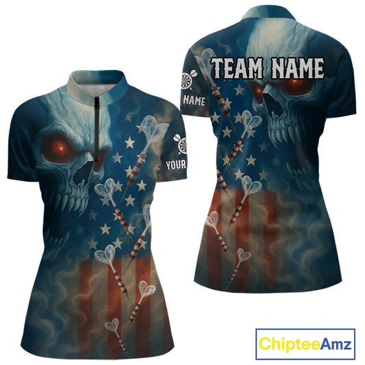 Custom Patriotic Women Darts Shirt Personalized US Flag Dart Arrows Outfits Dart Team Jerseys NYN1162