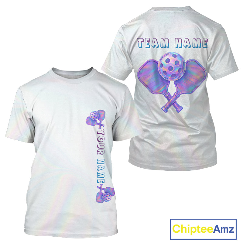 Custom Holographic Pickleball T-Shirt For Men Holo Pickleball Team Jersey NYN1232