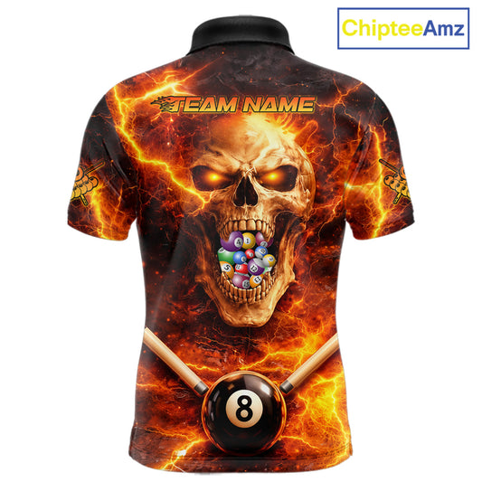 Thunder Red Skull Billiard 8 Ball & Sticks Billiard Shirt For Men Personalized Billiard Ball Shirts NYN2655