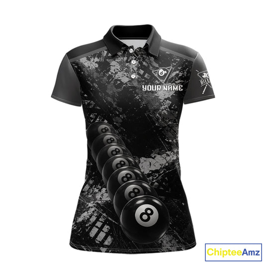 Aim Shoot Swear Repeat Holding 8 Ball Pool Women Billiard Team Shirt Custom Ball Billiards Apparel NYN2467