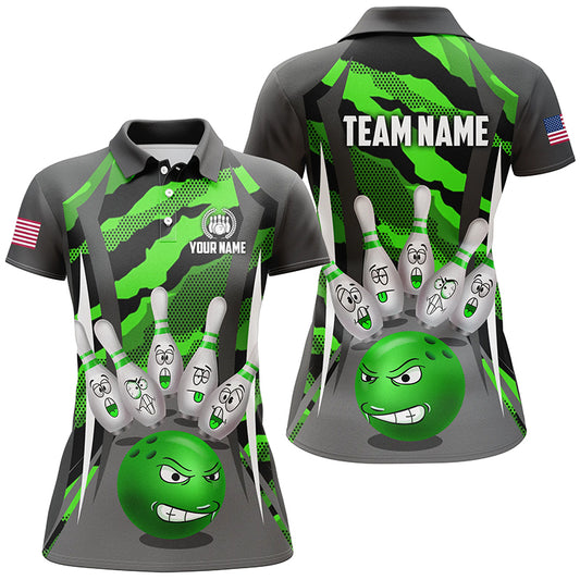 Custom Camo Bowling Shirt Women Bowling Team Jersey Polo Short Sleeves QZT457