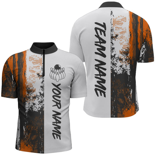 Camo 3D Bowling Shirts Men Custom Bowling Team Jersey Quarter Zip Multicolor QZT469