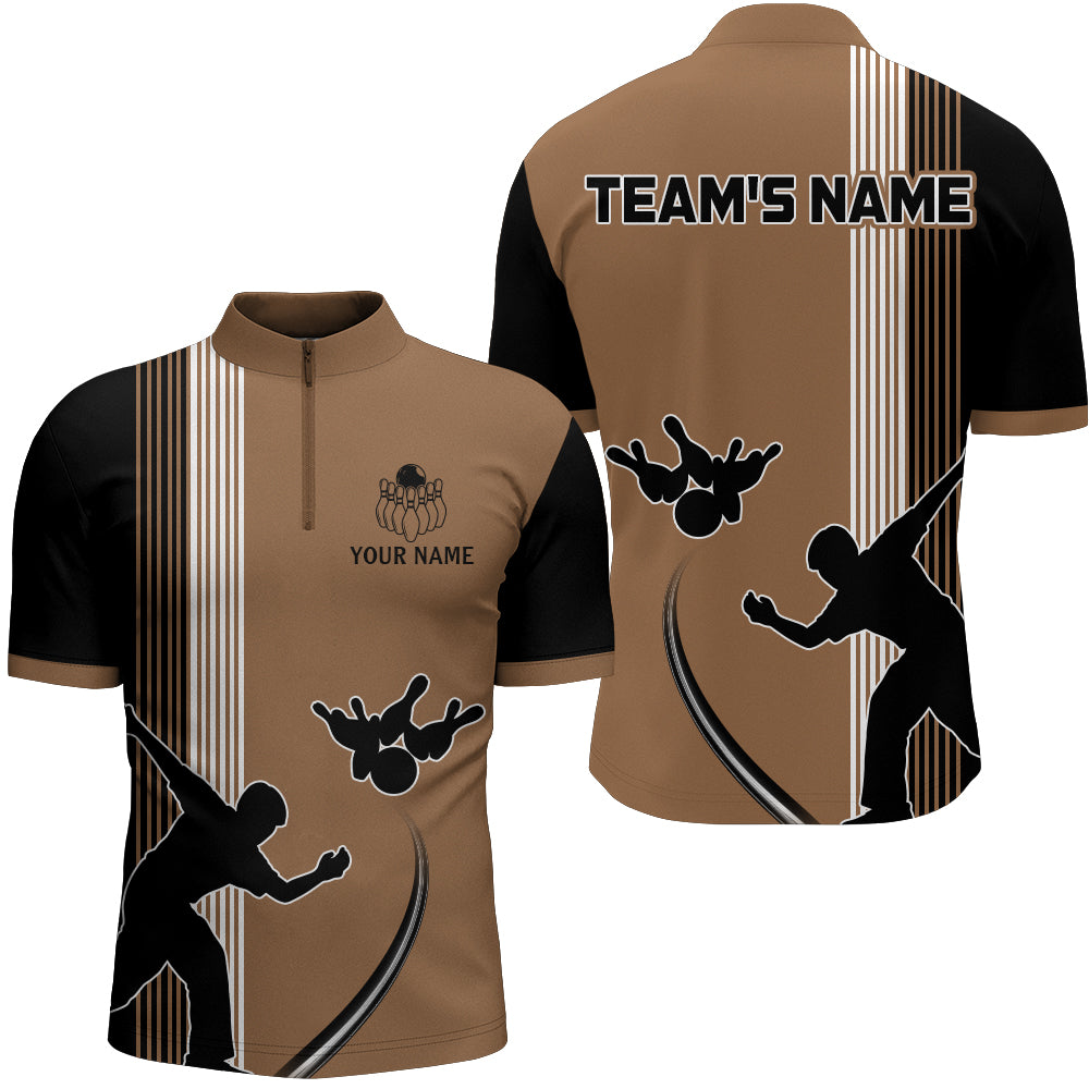 Personalized Bowling Quarter-Zip Shirt for Men Custom Bowling Team Jersey Bowling Shirt QZT26