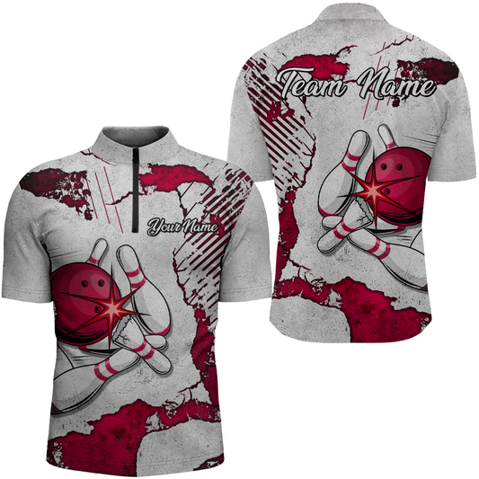 Personalized Unisex Bowling Jersey Quarter Zip Bowling Team Shirt for Men Bowler Gift QZT498