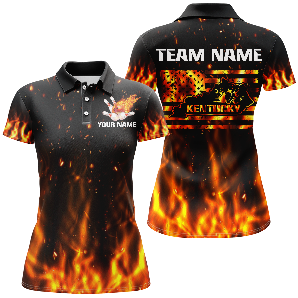 Custom Bowling Green Kentucky for Women, Polo Bowling Shirts, Team Shirt Bowling Pin And Ball QZT306