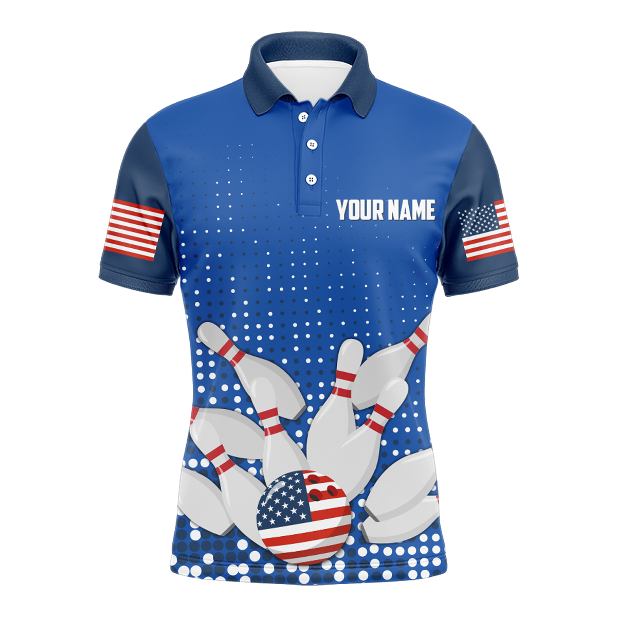Navy Bowling Shirt Customized Polo Shirt for Men Bowling Team with Name QZT271