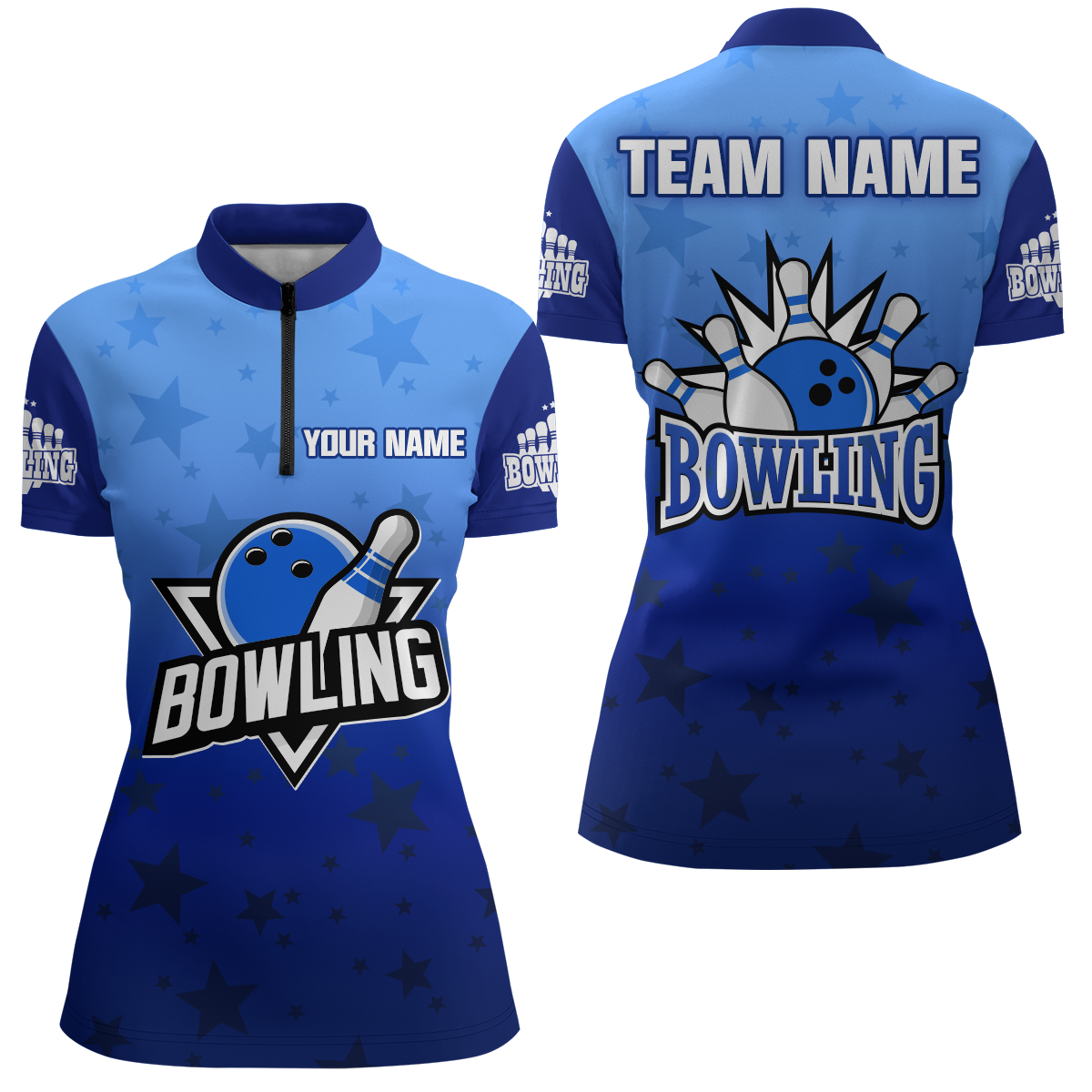 Custom Bowling Shirt for Women Bowling Jersey Bowling Team League Quarter-Zip Shirt QZT99-4