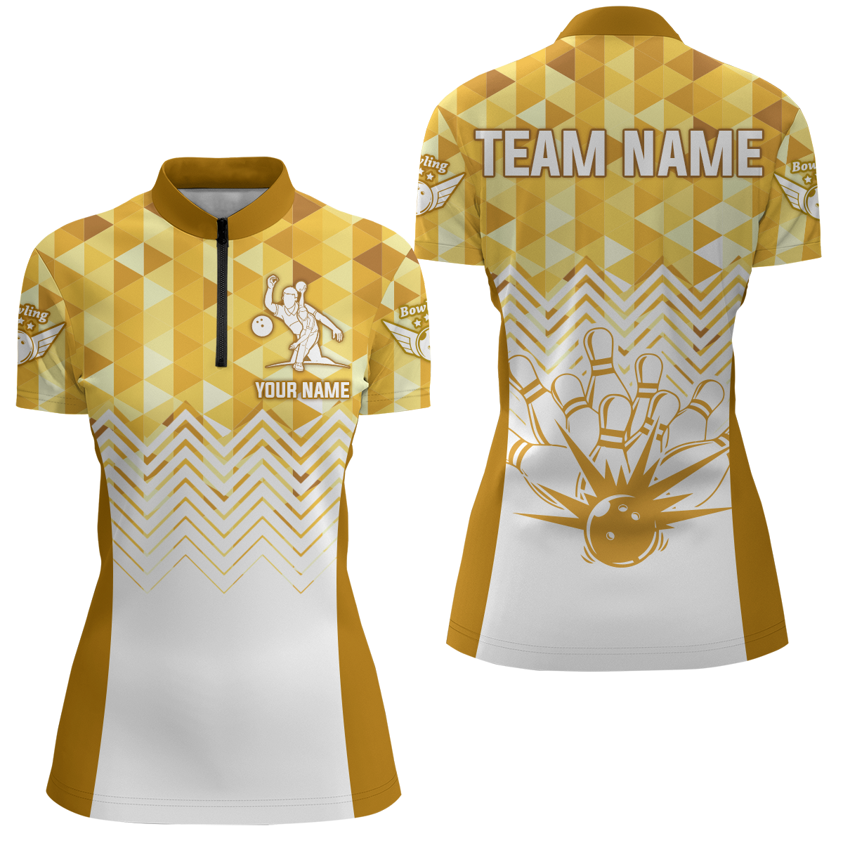 Personalized Bowling Shirts Women Custom Bowling Jersey Team Bowling Quarter-Zip Shirt QZT70