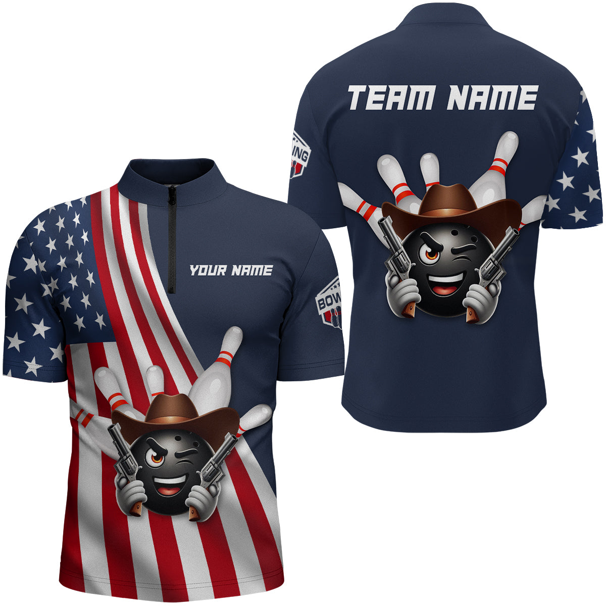 Custom Bowling Shirt for Men Bowling Jersey Bowling Team League Quarter-Zip Shirt QZT73