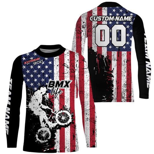 American Bicycle Jersey UPF30+ Patriotic BMX Racing Off-Road Adult&Kid BMX Life Jersey| LUT01