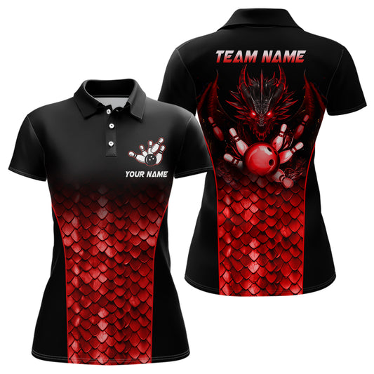 Custom Red Dragon Bowling Polo Shirts For Men And Women Bowling Team Jersey BDT508