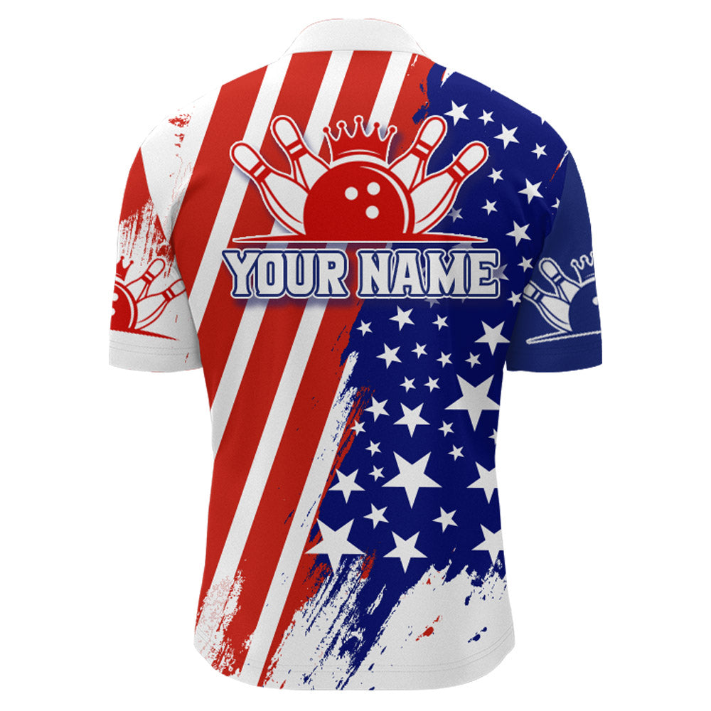 Personalized Bowling Jersey For Men American Bowling Shirt Team Custom Bowling Quarter-Zip Shirt BDT307