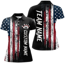 Load image into Gallery viewer, Custom American Flag Bowling Polo Shirts for Men & Women Patriotic Bowling Team Jersey BDT473