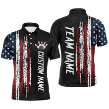 Load image into Gallery viewer, Custom American Flag Bowling Polo Shirts for Men & Women Patriotic Bowling Team Jersey BDT473