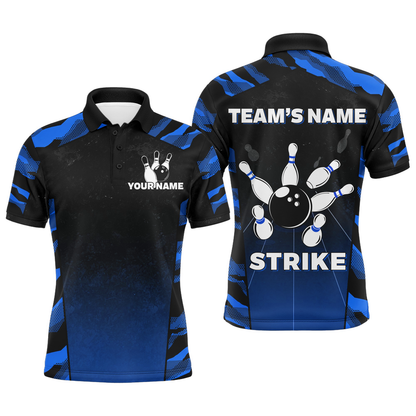 Camo Bowling Shirt Men Custom Bowling Polo Shirt Strike Bowling Team Jersey BDT328