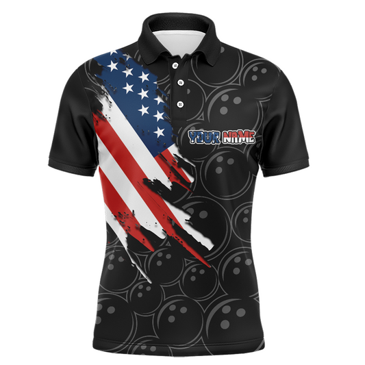 American Bowling Shirts Men Custom Bowling Polo Shirt Team League Bowling Jerseys BDT348