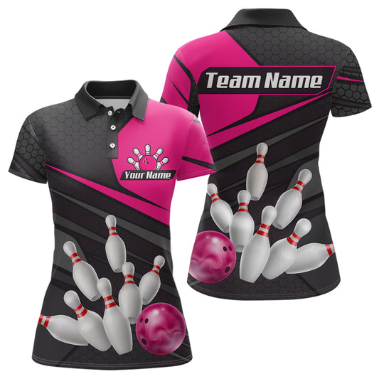 Pink Bowling Shirt for Men&Women Team Bowling Jersey Colorful Bowling Polo & 1/4 Zip MBL49
