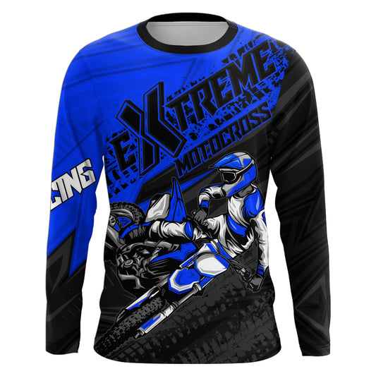 Blue Motocross Racing Jersey Upf30+ Kid Men Women Dirt Bike Shirt Off-road Jersey XM285