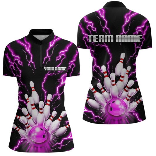 Thunder Lightning Pink Bowling Shirt Custom Bowling Jersey for Men Women Team MBL66