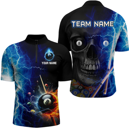 Custom Skull Thunder Billiard Shirts for Men Billiard Team Jerseys Polo & 1/4 Zip Shirts NNT44