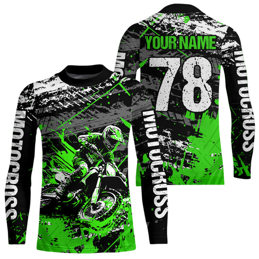 Green Youth Motorcycle Shirt Motocross Jersey Custom Dirt Bike Jersey Kid Men Women DNT54