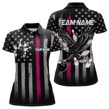 Load image into Gallery viewer, Custom Pink US Flag Eagle Bowling Jersey for Women Bowling Uniform Polo & 1/4 Zip Bowling Team Shirts HNT119