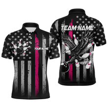 Load image into Gallery viewer, Custom Pink US Flag Eagle Bowling Jersey for Men Bowling Team Shirts Polo & 1/4 Zip HNT119
