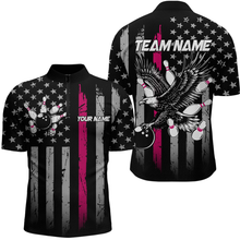 Load image into Gallery viewer, Custom Pink US Flag Eagle Bowling Jersey for Men Bowling Team Shirts Polo & 1/4 Zip HNT119